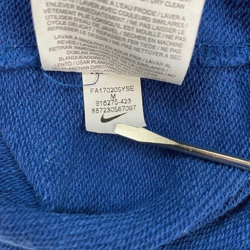 Nike‎ Mens Blue Embroidered Logo Pullover Hoodie Sweatshirt Medium 916275-423